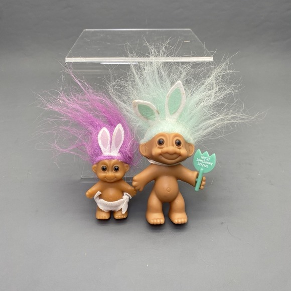 Russ Other - Vintage 3" Blue Bunny Ear Russ Troll & 90s Baby Bunny Purple Hair Troll
